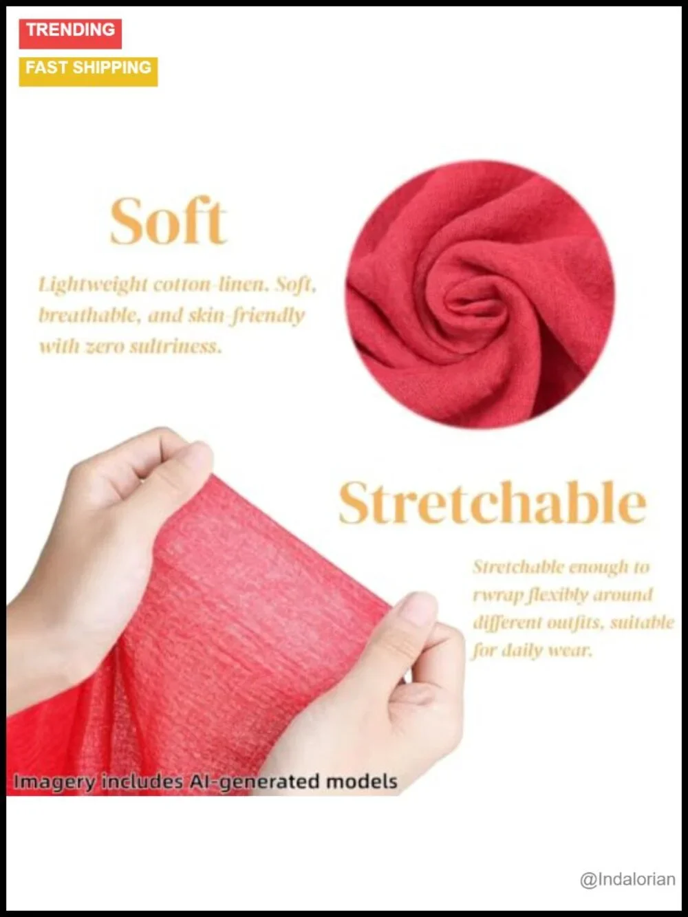 Super Soft Lightweight Crinkle Scarf Shawl Wrap 65x30 inch